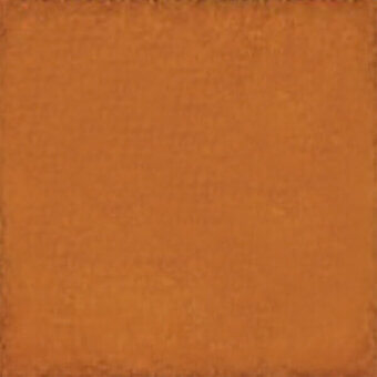 Terracotta fabric swatch displaying a mottled, warm orange-brown texture with a matte finish and distressed edges.